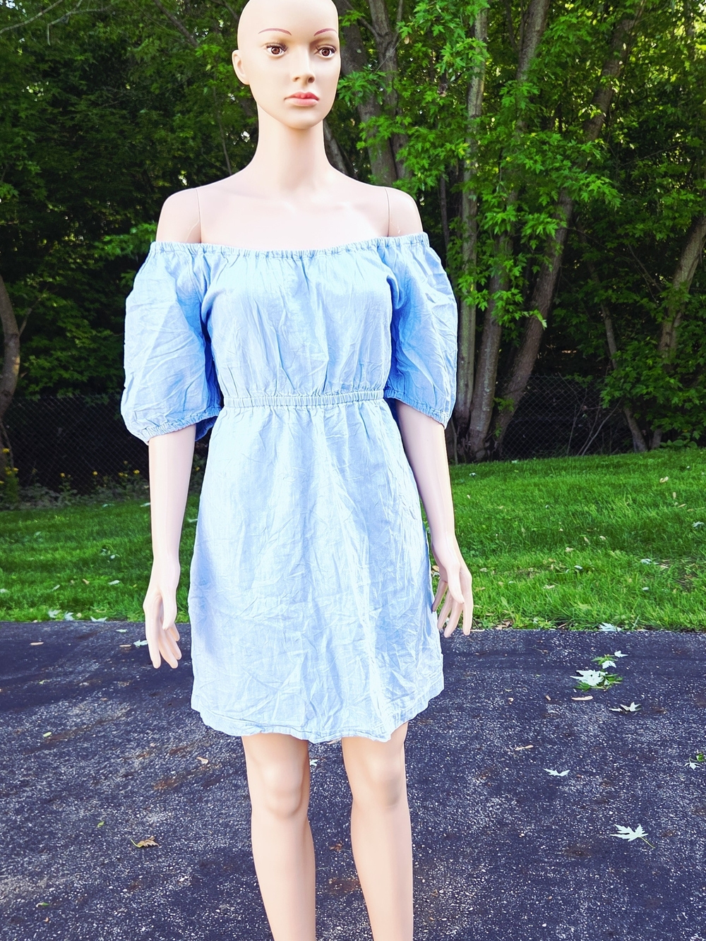 Old Navy Sky Blue Off-Shoulder Mini Dress